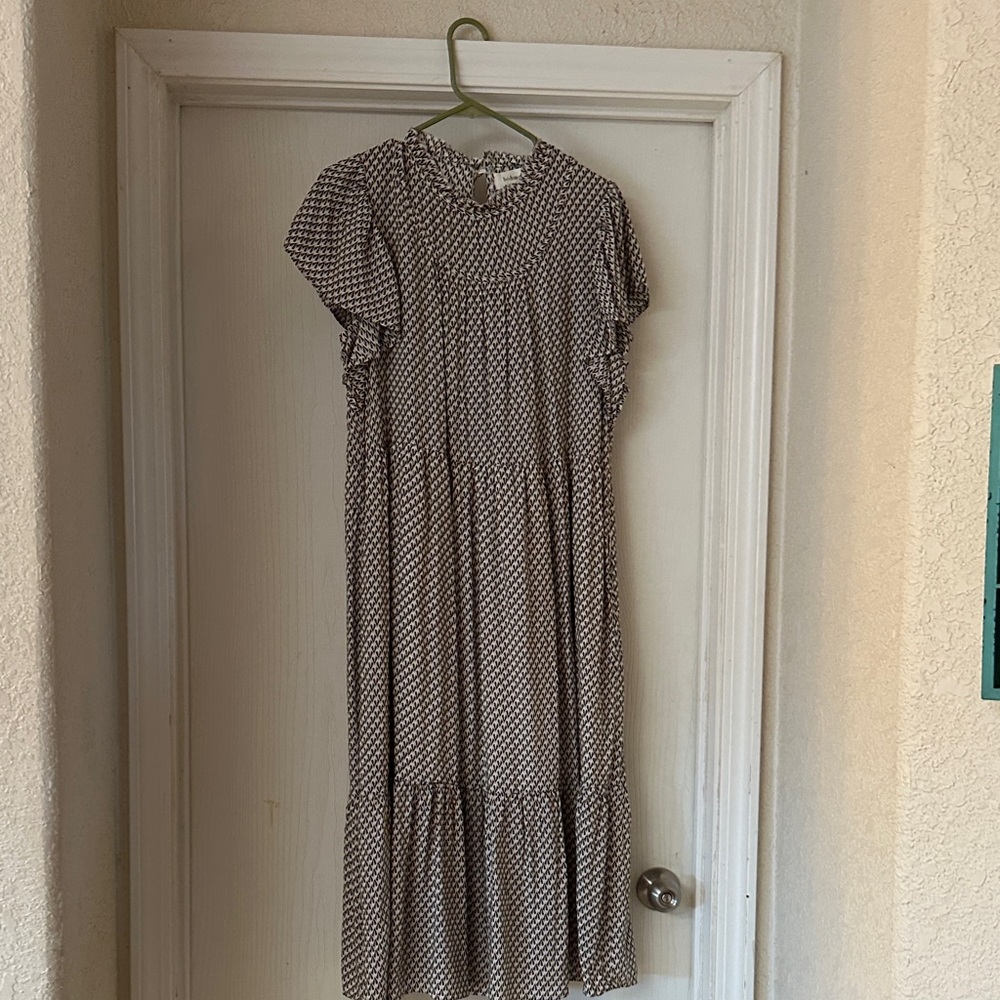 Bohme Black and White Patterned Midi Dress size large